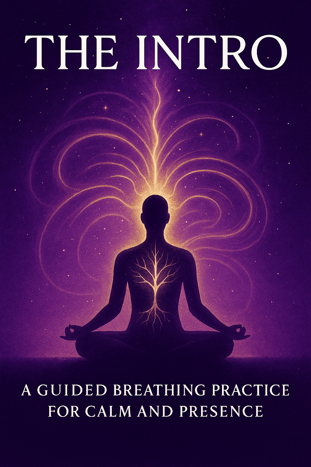 Meditation, universe connection, purple and yellow colors